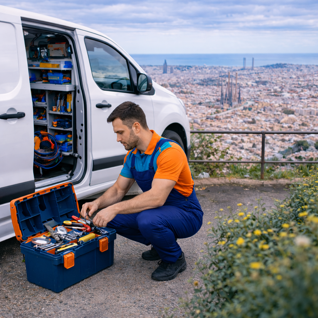 Técnico reparando aire acondicionado